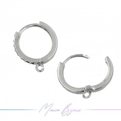 Hoop Earrings Strass in Brass Silver White 1