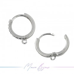 Orecchini Cerchio Strass in Ottone Argento Bianco 2