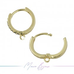 Hoop Earrings Strass in Brass Gold Blue