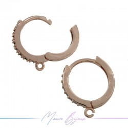 Hoop Earrings Strass in Brass Gold Rose White 1