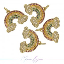Ciondoli in Ottone con Strass Arcobaleno Dorato 15.4x18.7mm