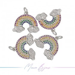 Charm Rainbow in Brass with Strass Silver 15.4x18.7mm