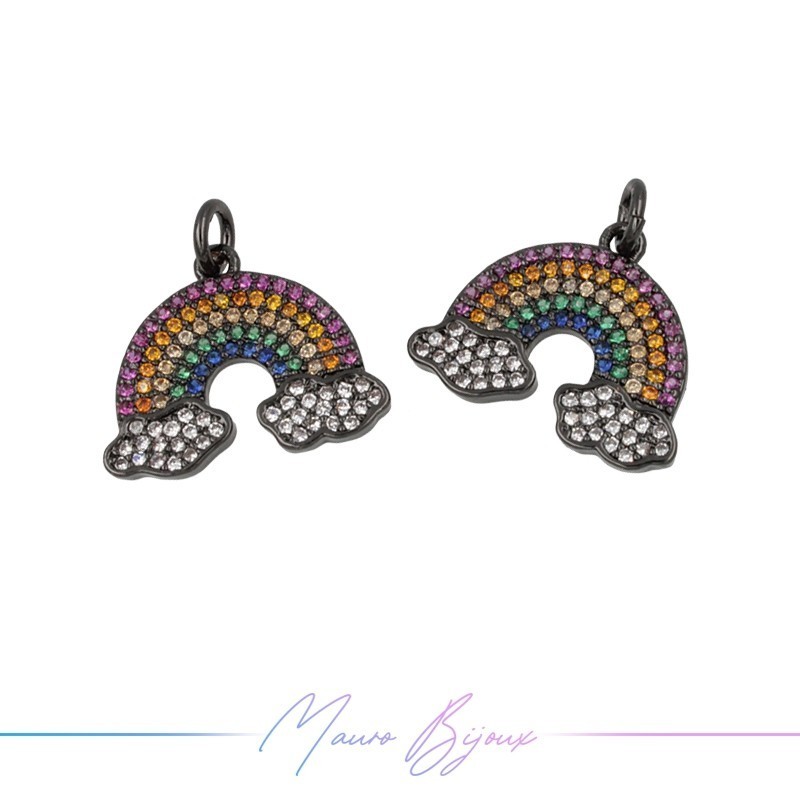 Ciondoli in Ottone con Strass Arcobaleno Canna Fucile 15.4x18.7mm