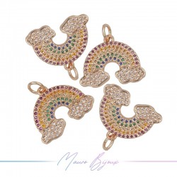 Ciondoli in Ottone con Strass Arcobaleno Oro Rosa 15.4x18.7mm