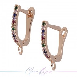 Hoop 2 Earrings in Rose Gold Brass with Multicolor Rhinestones