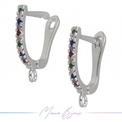 Hoop 2 Earrings in Silver Brass with Multicolor Rhinestones