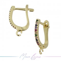 Hoop 2 Earrings in Gold Brass with Multicolor Rhinestones