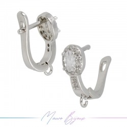 Hoop 3 Earrings in Silver Brass with Bianco Rhinestones