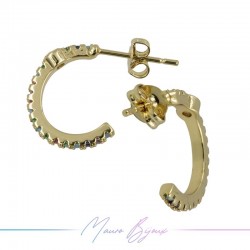 Hoop 6  Earrings in Gold Brass with Multicolor Rhinestones