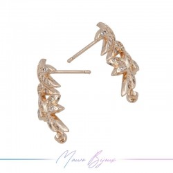 Earrings Mod B in Rose Gold Brass with White Rhinestones