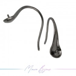 Hook Earrings Brass Drop 2 Gun Metal 8.6x8.1mm