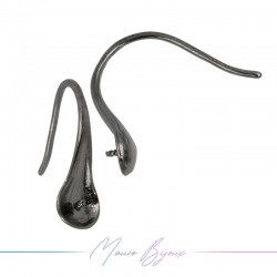 Hook Earrings Brass Drop 2 Gun Metal 8.6x8.1mm