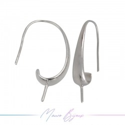 Hook Earrings Brass Drop 3 Silver 26.2x13.5mm