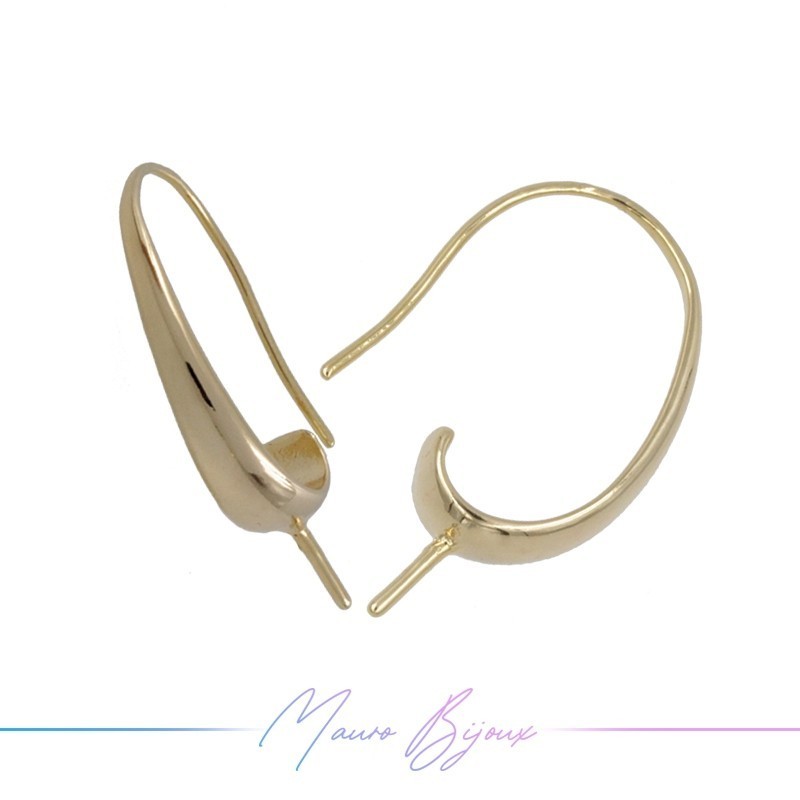 Hook Earrings Brass Drop 3 Gold 26.2x13.5mm