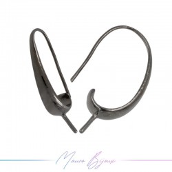 Hook Earrings Brass Drop 3 Gun Metal 26.2x13.5mm