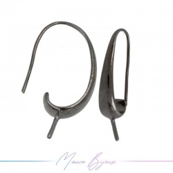 Hook Earrings Brass Drop 3 Gun Metal 26.2x13.5mm