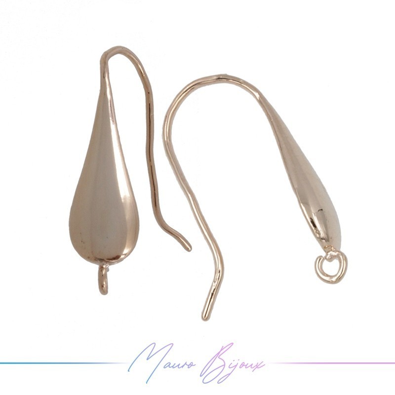 Hook Earrings Brass Drop 3 Rose Gold 26.5x7mm