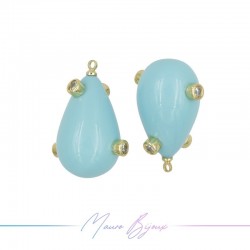 Ciondoli Perle di Maiorca Goccia Tiffany in Ottone Dorato con Strass