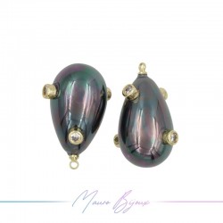 Charm Majorcan Pearls Drop Boreal in Gold Brass with Rhinestone
