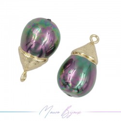 Charm Pearls Drop Boreal with Top in Gold Brass