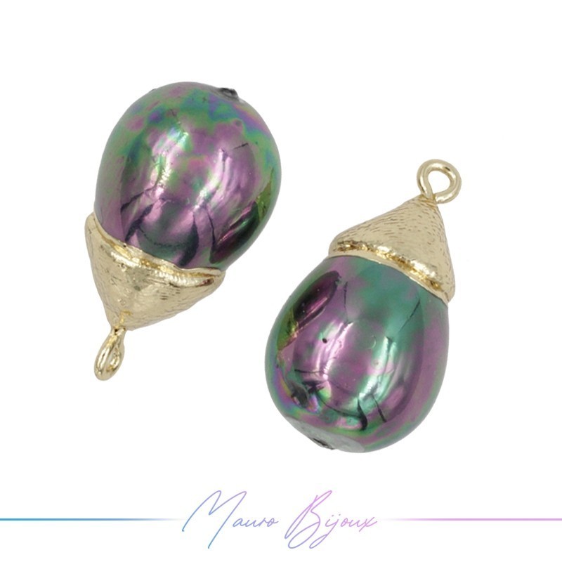 Charm Pearls Drop Boreal with Top in Gold Brass