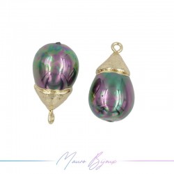 Charm Pearls Drop Boreal with Top in Gold Brass