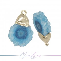 Charm Agate Light Blue Gold Edged