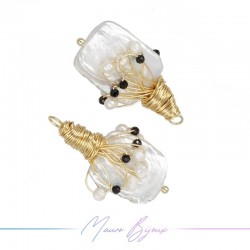 White River Pearl Pedants in Gold Brass with Stones in Brass