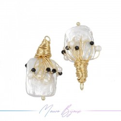 White River Pearl Pedants in Gold Brass with Stones in Brass