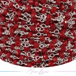 Catena del Rosario in Ottone Argento con Cristalli Bordo (1mt)