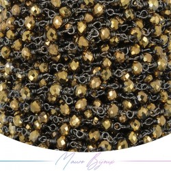 Gun Metal Rosary Chain with Yellow Crystals (1mt)