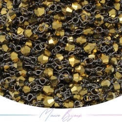 Gun Metal Rosary Chain with Yellow Rhombus Crystals (1mt)