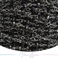 Catena del Rosario in Ottone Canna Fucile con Cristalli Nero (1mt)