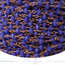 Rose Gold Rosary Chain with Blue Crystals (1mt)