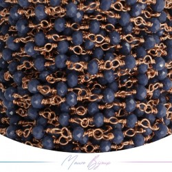 Rose Gold Rosary Chain with Blue Gray Crystals (1mt)