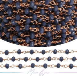 Rose Gold Rosary Chain with Blue Gray Crystals (1mt)