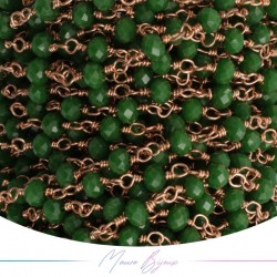 Rose Gold Rosary Chain with Green Crystals (1mt)