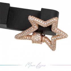 Chiusura in Ottone Stella Oro Rosa con Strass 32x28mm