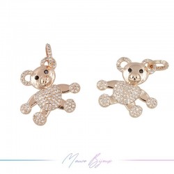 Rose Giold Bears A Charms in Brass with Rhinestones 24.3x24.3mm