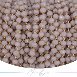 Catena del Rosario in Ottone Dorato con Cristalli Grigio (1mt)