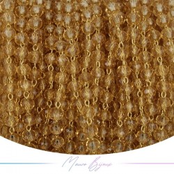 Gold Rosary Chain with Amber Trasparent Crystals (1mt)