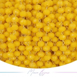 Catena del Rosario in Ottone Dorato con Cristalli Giallo Trasparente (1mt)