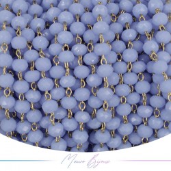 Catena del Rosario in Ottone Dorato con Cristalli Azzurro (1mt)