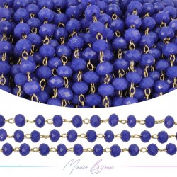 Gold Rosary Chain with Blue Crystals (1mt)