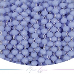 Catena del Rosario in Ottone Argento con Cristalli Azzurro (1mt)