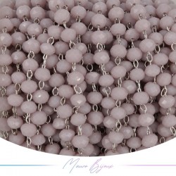 Silver Rosary Chain with Lilac Trasparent Crystals (1mt)