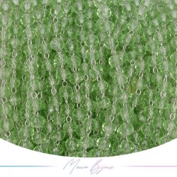 Catena del Rosario in Ottone Argento con Cristalli Verde Trasparente (1mt)