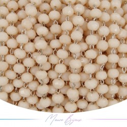 Catena del Rosario in Ottone Argento con Cristalli Color Carne (1mt)