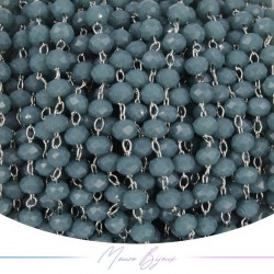 Silver Rosary Chain in Brass with Green Water Crystals (1mt)