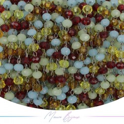 Catena del Rosario in Ottone Canna Fucile con Cristalli Multicolor Trasparenti (1mt)